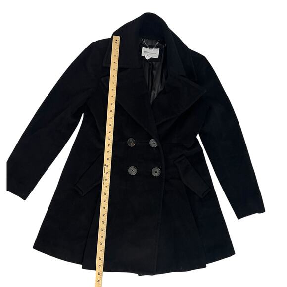 BCBGeneration Classic Black Wool Blend Winter Pea Coat SZ LARGE - Picture 13 of 14